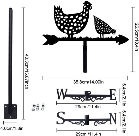 SUPERDANT Rooster Weathervane Hen Chicken Weather Vane for Yard Animal