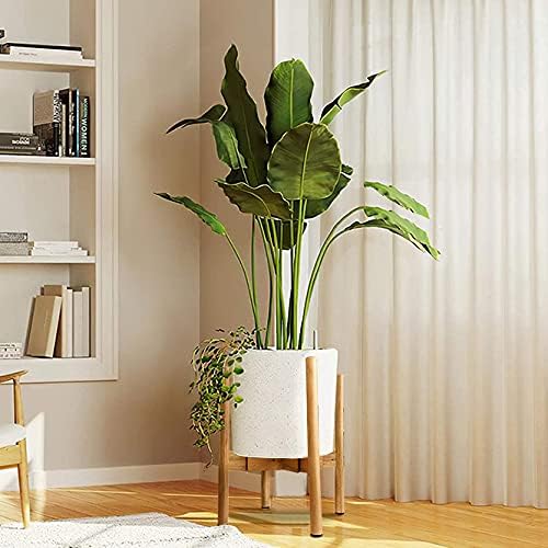 SOTECH Plant Stand Wood Flower Pot Holder Adjustable 8 to 12 inches, Bamboo Modern Plant Stand 15 inches in Height, Fit 8 9 10 11 12 inch Pots Pot & Plant Not Included Potted Stand Display Rack