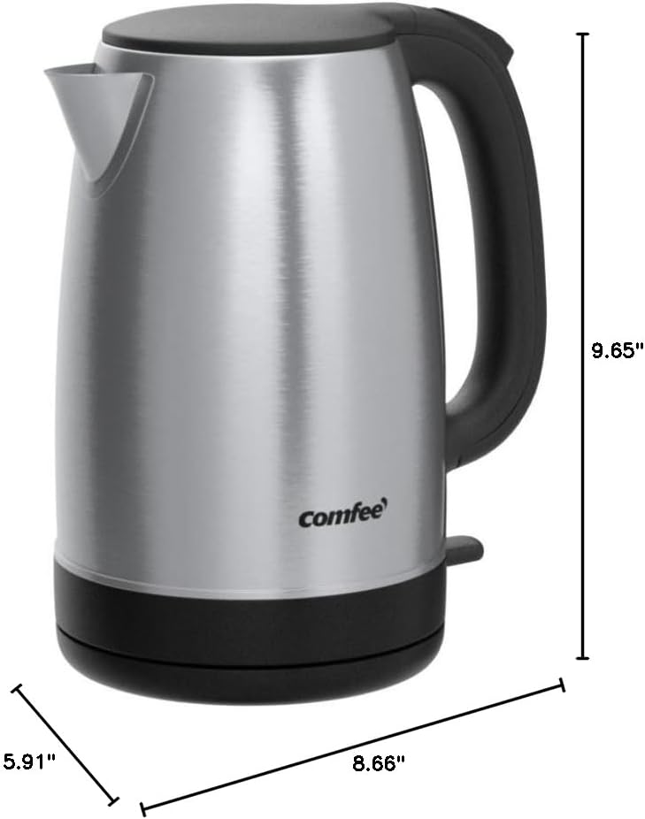 COMFEE' 1.7L Stainless Steel Electric Tea Kettle, BPA-Free Hot Water K