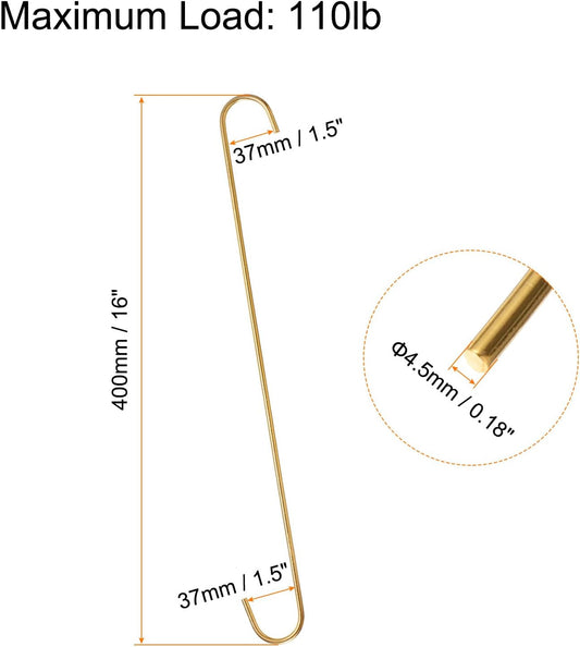 HARFINGTON 6pcs Long S Hooks 16 Inch Extra Long Metal S-Shaped Hanging Hooks High Manganese Steel S Hanger Storage Organizing Tool for Kitchen Garden Bathroom Garage Closet, Gold Tone