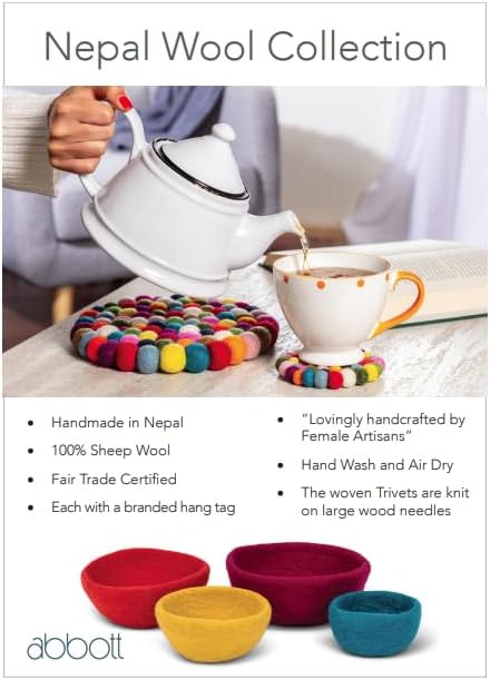 Abbott Collection Nepal Rainbow Stripe Planters/Storage Pots. Set of 3 - Wool Felt, Multicolor (4-7" D)