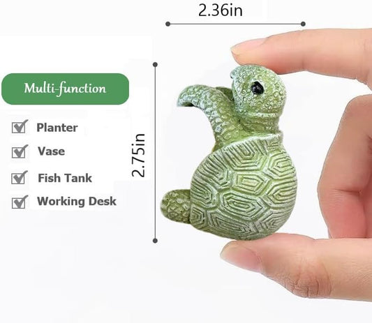 2pcs Turtle Plant Decorations for Pots, Cute Plant Pot Decorations for Vase Fish Tank Home, Indoor Outdoor Animal Figurines Turtle Planter, Tortoise Garden Decor Statue, for Women