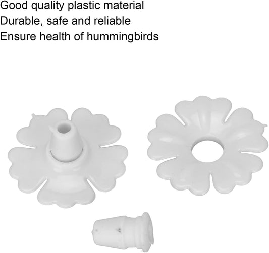 Pwshymi Hanging Bird Feeding Ports Replacement Parts, Feeding Port Replacement Parts, Compatible Hanging Hummingbird Feeder Flowers Plastic for Garden (White)