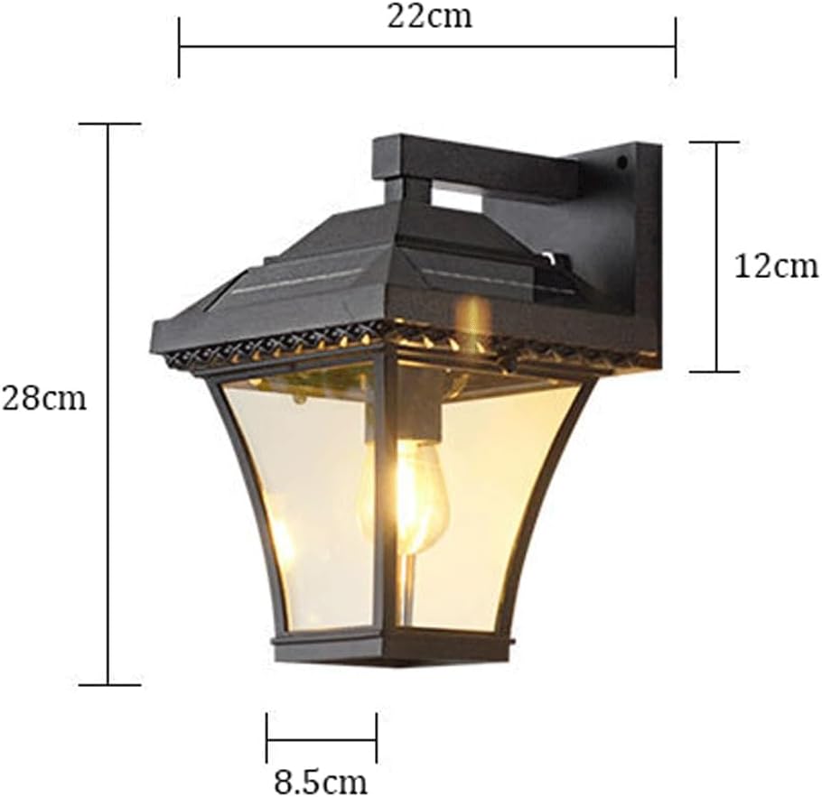 Solar Outdoor Wall Lantern, Exterior Retro Mounted Lamp, Modern Die-cast Aluminum Sconce with Glass Waterproof LED Dusk to Dawn Light Fixture for Porch Patio Garden Yard Garage Entrance