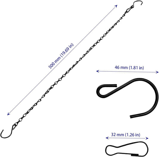 SOUJAP 30 PCS Hanging Chains with Hooks and Clips, 19.6 inch Metal Black Plant Chains for Hanging Baskets, Wind Chime, Bird Feeder