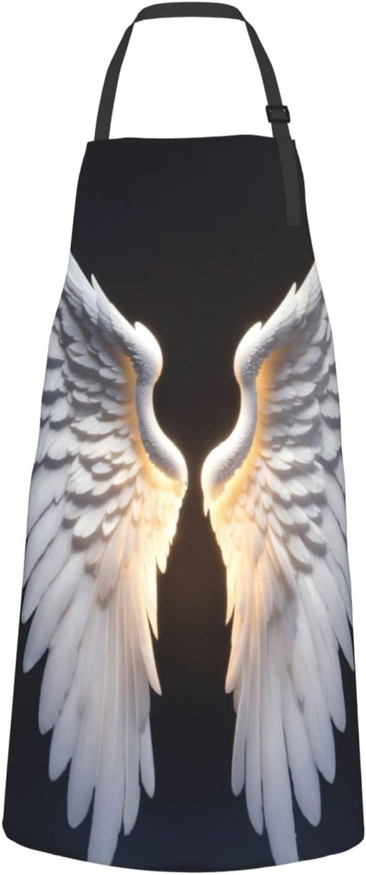 Angel Wing print Waterproof chef's apron with pocket apron for kitchen cooking baking barbecue and gardening