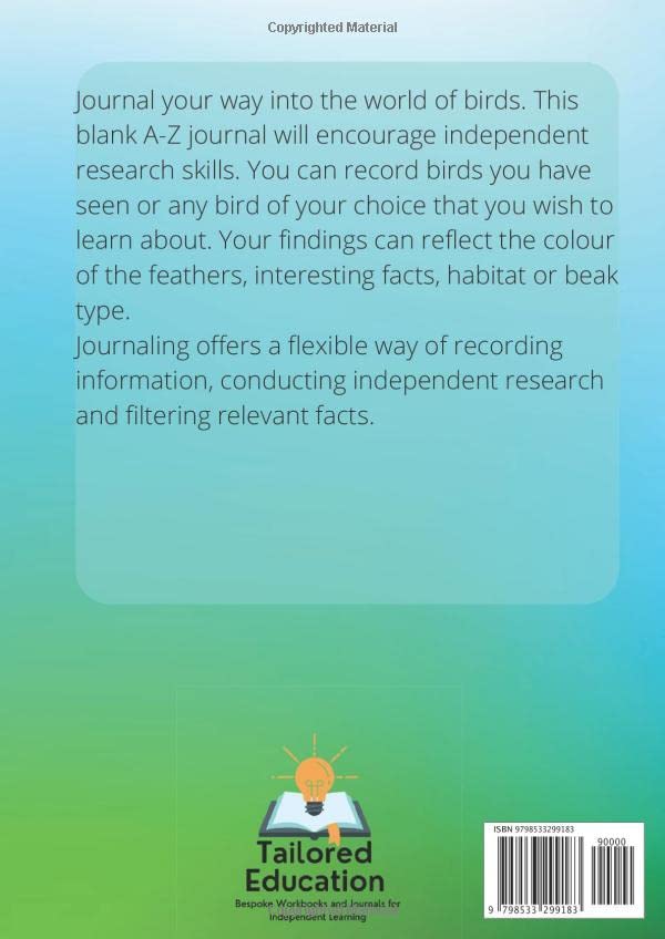 A-Z Birds Journal: For independent notebooking (Nature Journals - Inde