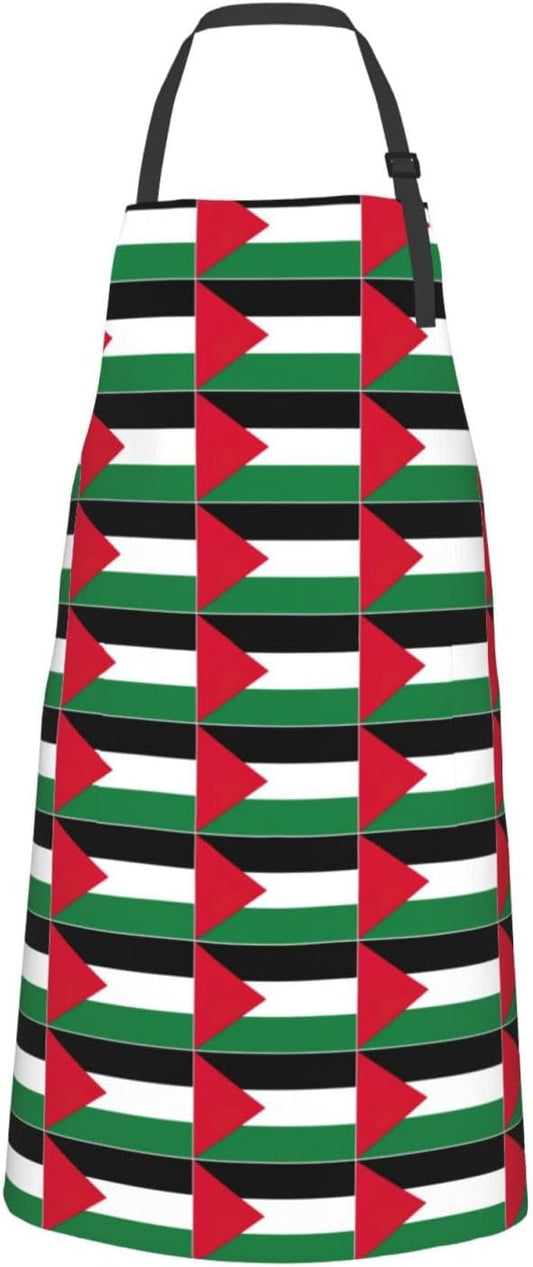 Palestine flag print Waterproof chef's apron with pocket apron for kitchen cooking baking barbecue and gardening