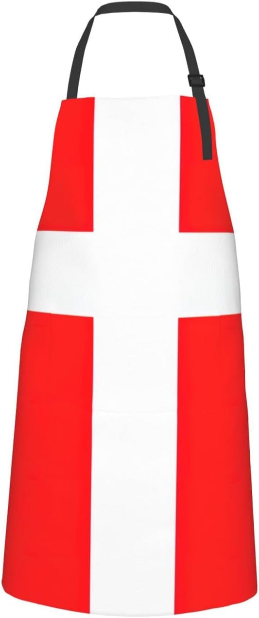 Denmark Danish Flag print Waterproof apron with pocket adjustable cook