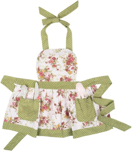 NEOVIVA Kitchen Aprons for Toddler Girls with Pockets, Adorable Cotton