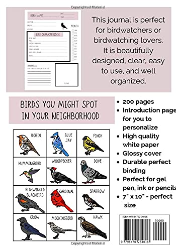 Bird Watching Log Book Journal: A Birdwatching Notebook for All Age Nature Lovers, Birders & Bird Watchers (Gift Idea for Kids, Teens and Adults), ... Bird Sightings, Wildlife Observations Journal