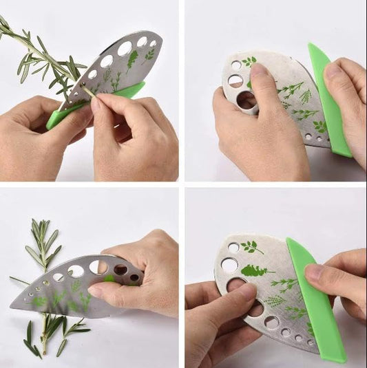 Herb Stripper, Green 9 holes Stainless Steel Kitchen Herbs Leaf Stripp