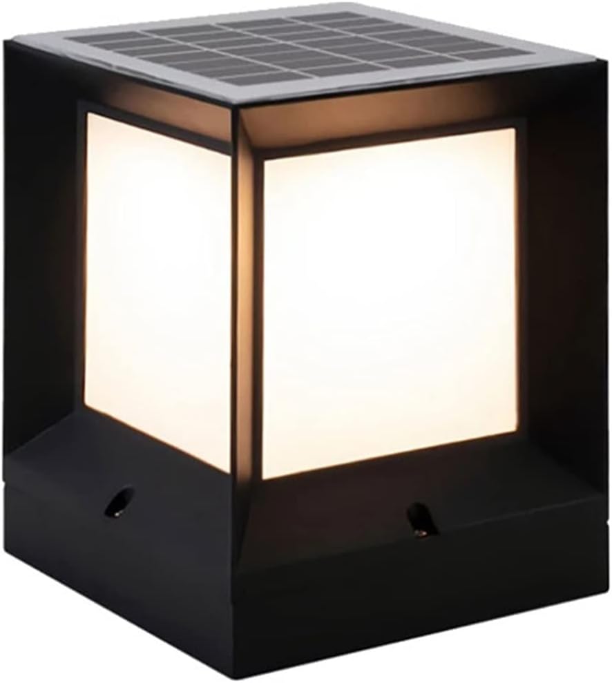 LED Solar Column Headlight Solar Powered Pillar Lamp Outdoor Waterproof Wall Light for Courtyard Landscape Garden Decor(Solar Style(Small))