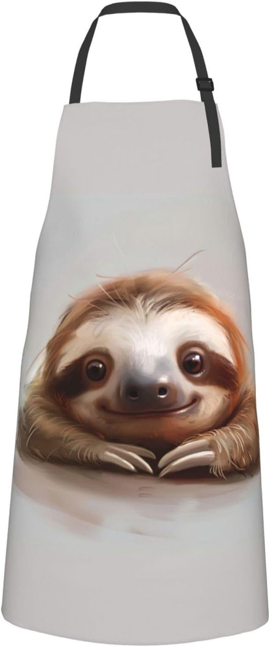 Adorable Sloth print Waterproof chef's apron with pocket apron for kitchen cooking baking barbecue and gardening