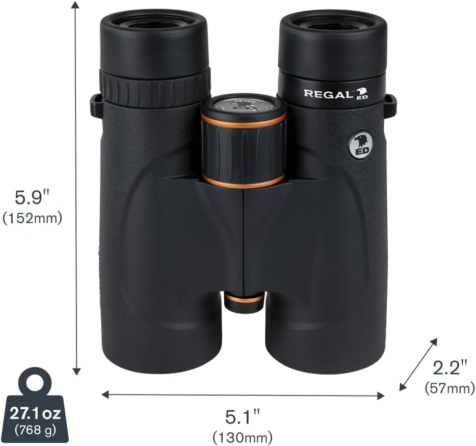 Celestron – Regal ED 8x42 Binoculars – Premium Optics for Birding, Hunting & Outdoor Use – Phase & Dielectric Coated BaK-4 Prisms – Fully Multi-Coated Glass – 4.9 ft Close Focus