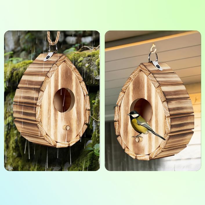 Hummingbird House,Wooden Birdhouse for Outside,Hanging Small Bird Houses,Wild Bird Nesting Box Outdoor Bird House for Bluebird,Finch,Cardinals