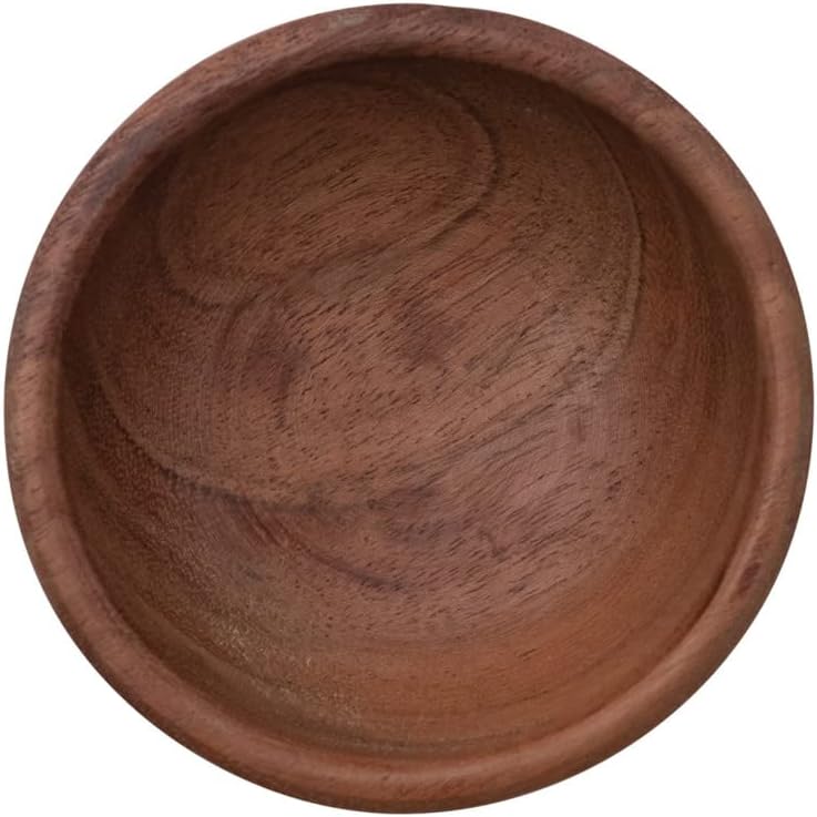 Creative Co-Op Marble and Acacia Wood Pinch Pot, Serveware, 3"L x 3"W x 2"H, Natural & White