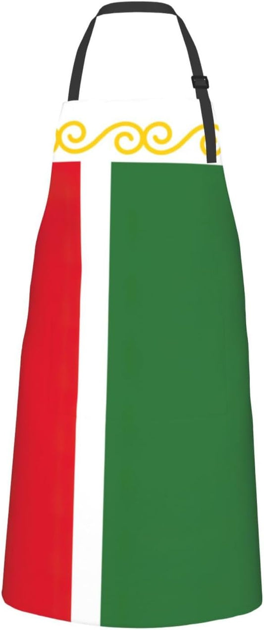 Flag of the Chechen Republic print Waterproof chef's apron with pocket apron for kitchen cooking baking barbecue and gardening