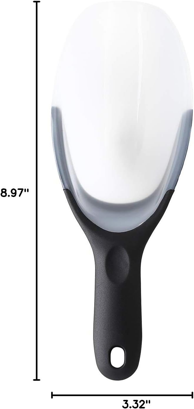 Spring Chef Magnetic Ice Scoop for Freezer - BPA-Free Flexi-Plastic Popcorn Scoop with Soft Grip Handle - Dishwasher Safe Ice Scooper - Kitchen Food Scooper for Flour, Grains, Candy, Pet Food - Black