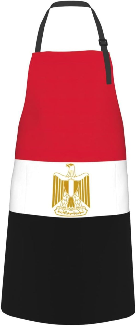 Egyptian flag print Waterproof chef's apron with pocket apron for kitchen cooking baking barbecue and gardening