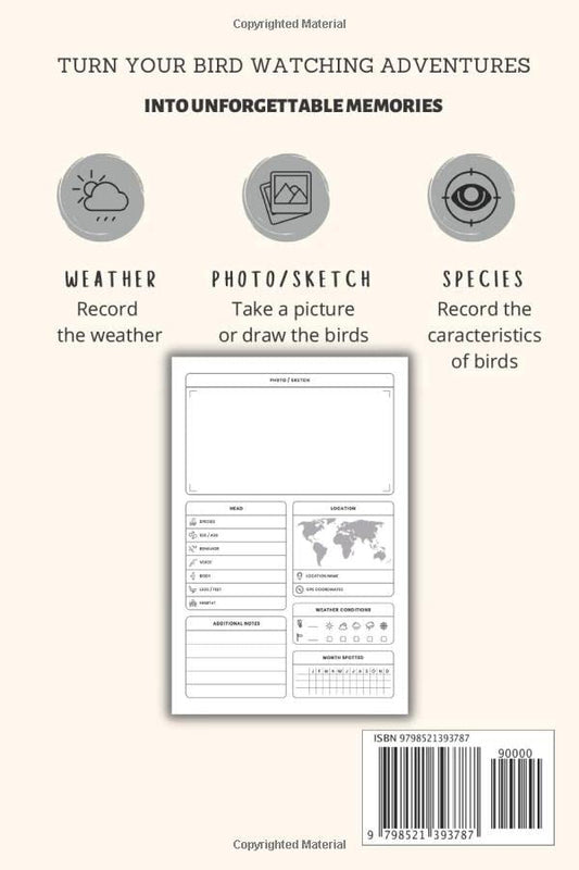 Birding Journal: Best Gift For Birds Lover | Birds Watcher Logbook | 6" x 9" inch