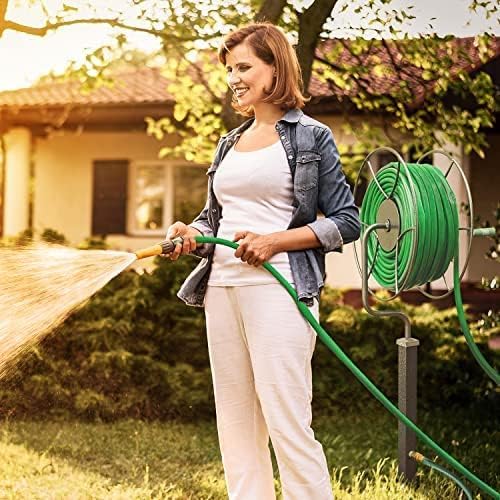 Yard Butler Free Standing Swivel Hose Reel - Water Hose Caddy For Yard or Garden - Outdoor Garden Hose Accessories, Water Hose Reel Rotate 360 Degree, Freestanding Metal Outdoor Water Pipe Stand
