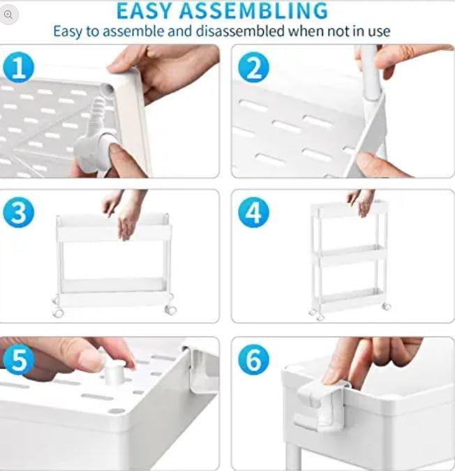 SPACEKEEPER Slim Rolling Storage Cart 4 Tier Bathroom Organizer Mobile