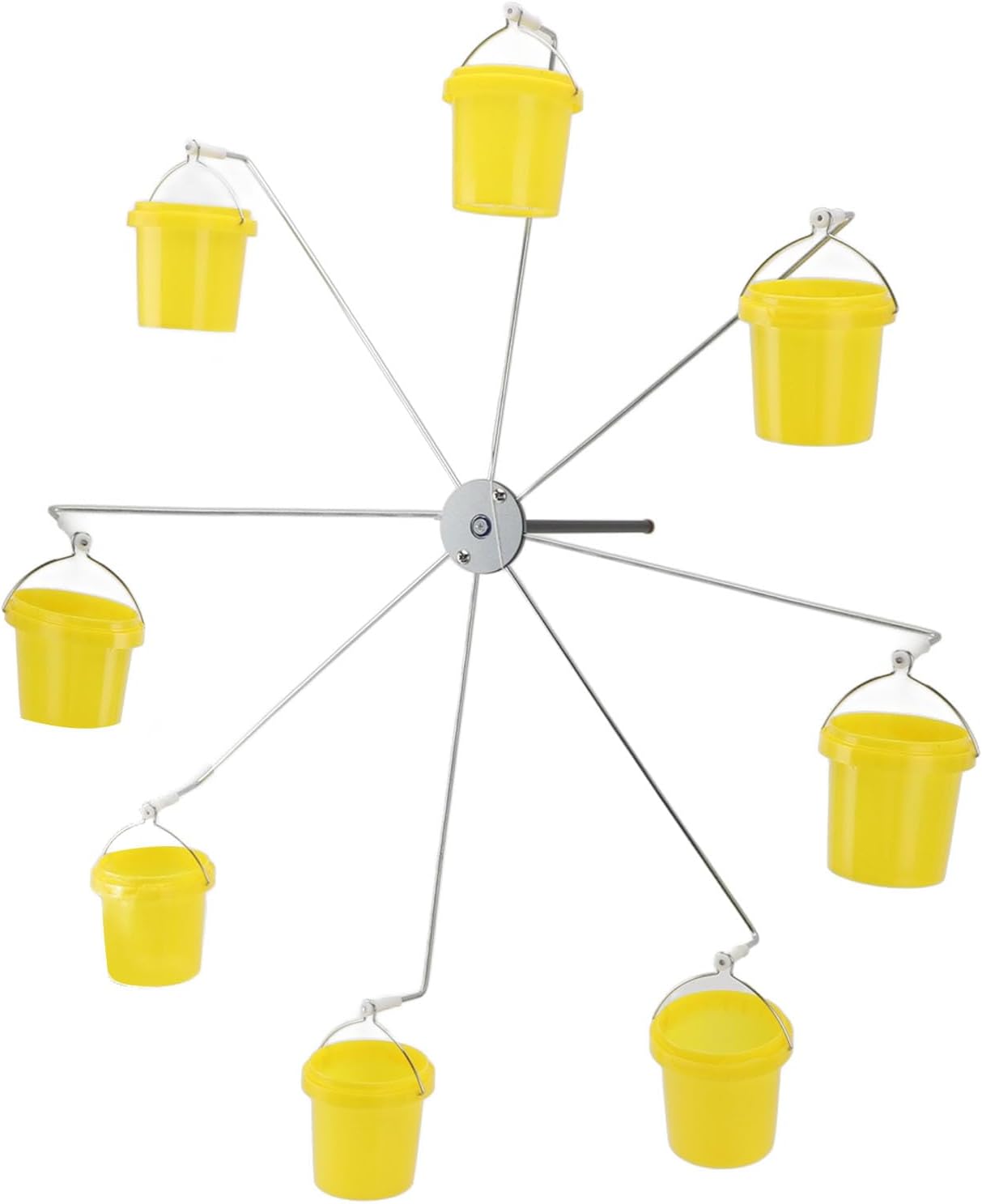 Pilipane Ferris Wheel Bird Feeder Dynamic Outdoor Hanging Hummingbird Feeder with 8 Buckets for Garden Decor Plastic Iron Material