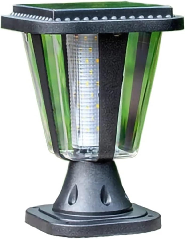 Solar Panel LED Wall Pillar Lights Outdoor Garden Decoration Lamps Column Headlights Household Waterproof Doorpost Street Lights(Warm Light)