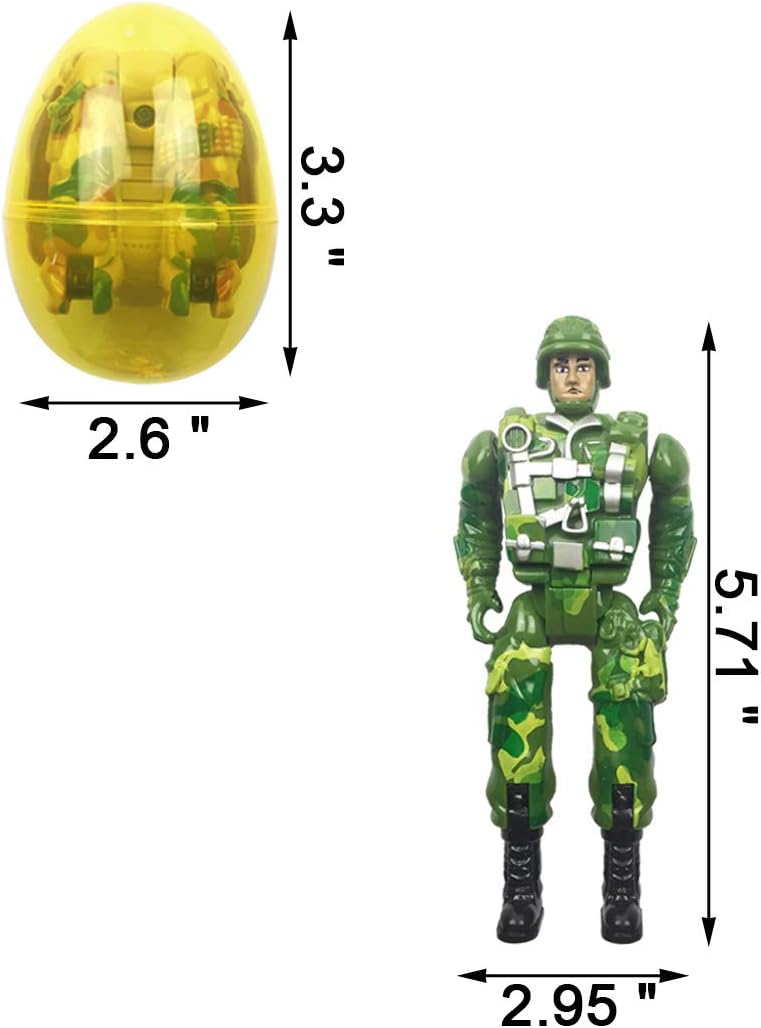 4 Pack Jumbo Soldier Deformation Easter Eggs with Toys Inside for Kids Boys Girls Easter Gifts Easter Basket Stuffers Fillers