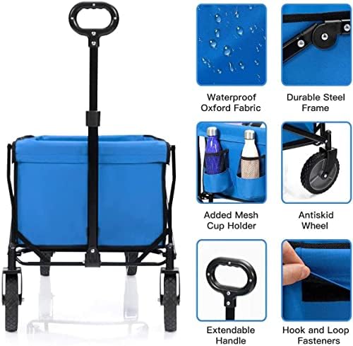 Portable Camping Cart,Outdoor Coapsible Utility Wagon Heavy Garden Por