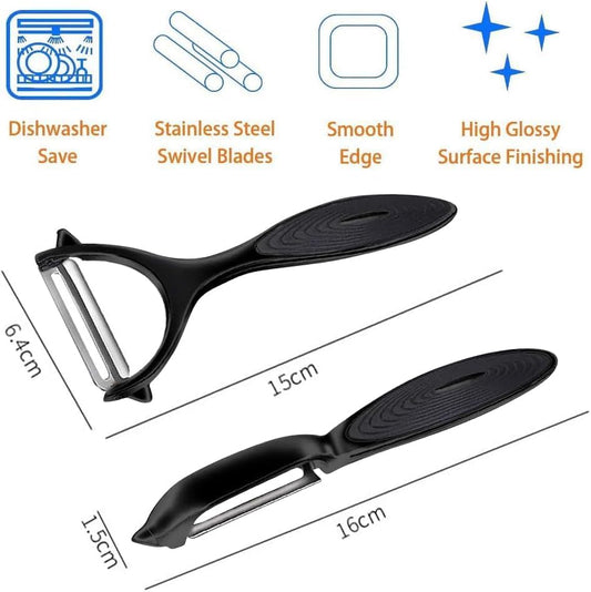 Premium Vegetable Peeler Set β Ultra Sharp Stainless Steel Blades with Non-Slip Ergonomic Handles for Easy Potato, Fruit & Veggie Peeling (2PCS)
