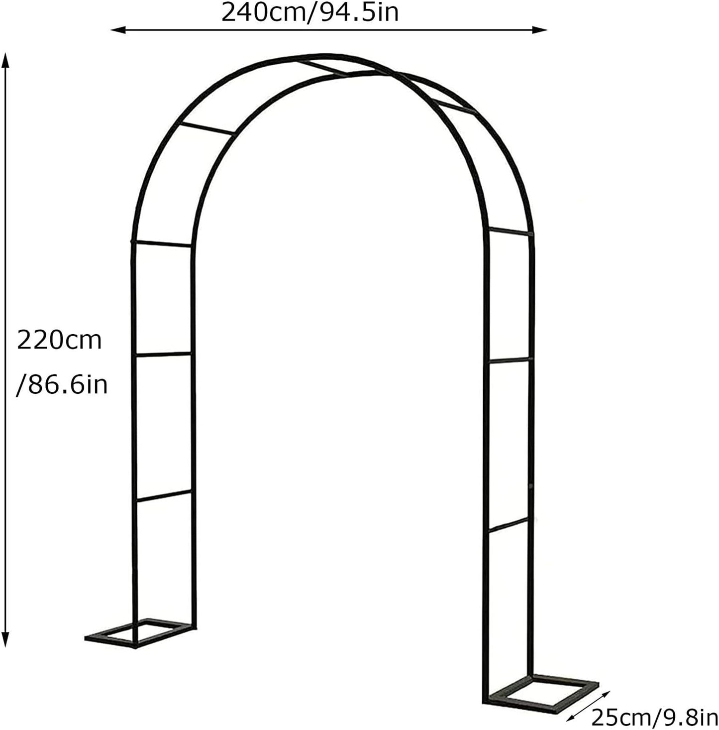 Heavy Duty Metal Garden Arch - Wrought Iron Flower Stand for Climbing Plants, Wedding Decor, Arbor Entrance, Trellis & Bridal Party Decoration