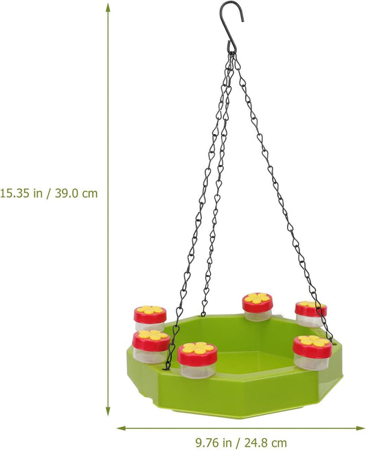 Milisten Outdoor Hanging Bird Feeder Set with 1 Hanging Feeding Bowl and 6 Hummingbird Water Feeders Garden Bird Food Container for Outdoor Pet Feeding Tool
