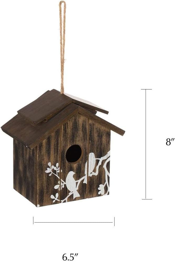 Topadorn Wooden Bird House Hanging Outdoor,Eco Friendly Materials and Decorative with Bird Printed