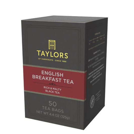 Taylors of Harrogate English Breakfast, Black Tea, Pillow Tea Bags, 50 Count (Pack of 1), Rich, Bright & Malty, Caffeinated, Enjoy Hot or Iced, 50 Teabags