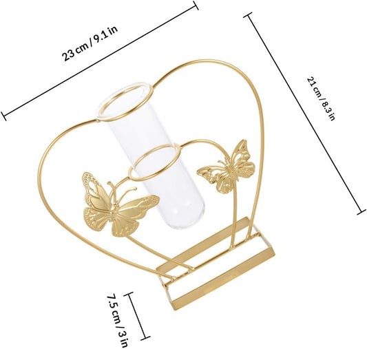 Hydroponic Planter Glass Vase Butterfly-Shaped Hollow Flower Pot Decor