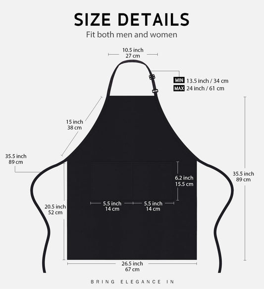 Syntus Adjustable Bib Apron with 2 Pockets Cooking Kitchen Aprons for Women Men Chef