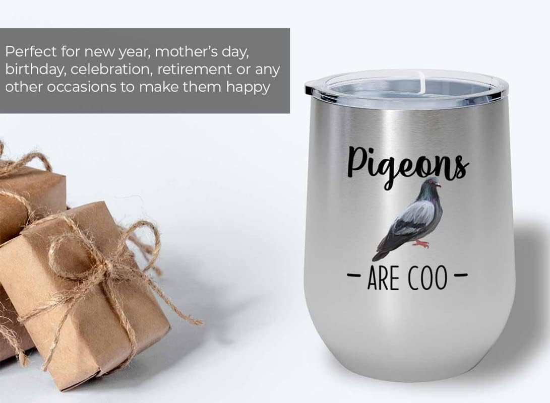 Bird Lover Silver Edition Wine Tumbler 12oz - Pgeons are coo - Humming