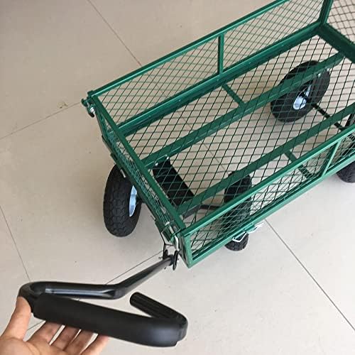 JSEIAJB Household Garden Carts Courtyard Folding Camping Wagon Cart Lawn Outdoor Steel Heavy Duty Beach Wagon with Big Wheel