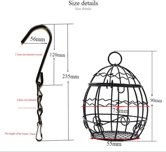 2pcs Wild Bird Feeder - Outdoor Garden Wild Metal Feeders Bird Feeder Patio Hanging 9.5 Inch for Garden Yard Outside Decoration Cute Shape attracts Birds