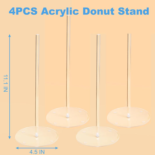 4PCS Acrylic Donut Display Stand Tower - Dessert Table Holder for Donuts, Bagels & Doughnuts - Perfect for Parties, Christmas, Birthday & New Year