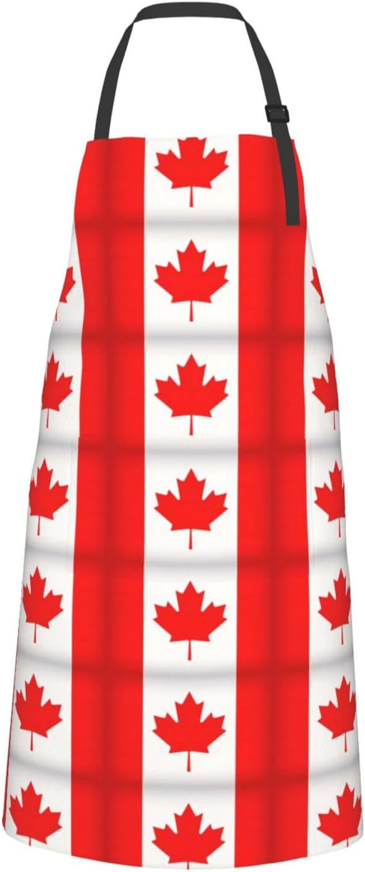 Canadian flag print Waterproof apron with pocket adjustable cooking apron for adult kitchen bibs to bake
