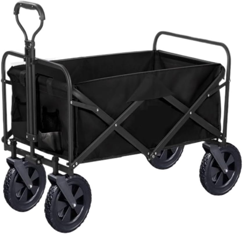 Portable Camping Cart,Outdoor Beach Trolley Cart for Camper Van Camping Foldable and Portable Black Vehicle Mounted Trolley