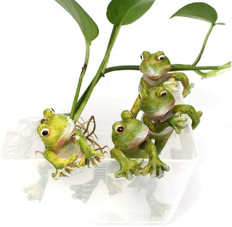 Resin Frog Planter Pot Hanger Decorations Frog Flower Pot Resin Creative 3D Craft Frog Figurines Frog Statue Climbing Decoration Animal Ornaments for Office Desk Home Garden Pot Decor,4 pcs