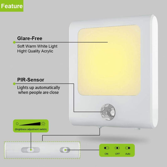 MAZ-TEK Plug in Motion Sensor Lights with Adjustable Brightness,Warm W
