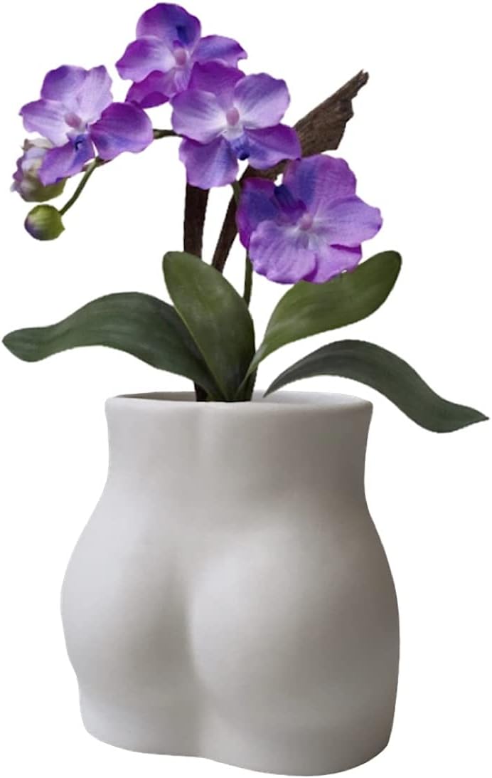 Butt Vase - Female Form Planter Pot - Cheeky Body Flower Vase - Boho Home Decor - Booty Shaped Ceramic White Matte