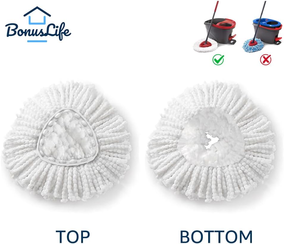 Mop Heads Replacements for O-Ceda Easy Wrin Spin System, Microfiber Refills, Easy Cleaning Mop Head Replacement White 6 Pack