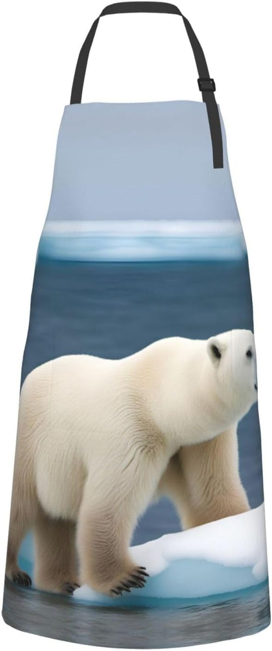 polar bear print Waterproof chef's apron with pocket apron for kitchen