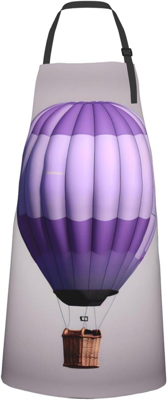 Lavender Hot Air Balloon Print Laundry apron 28x33 In Waterproof Kitch